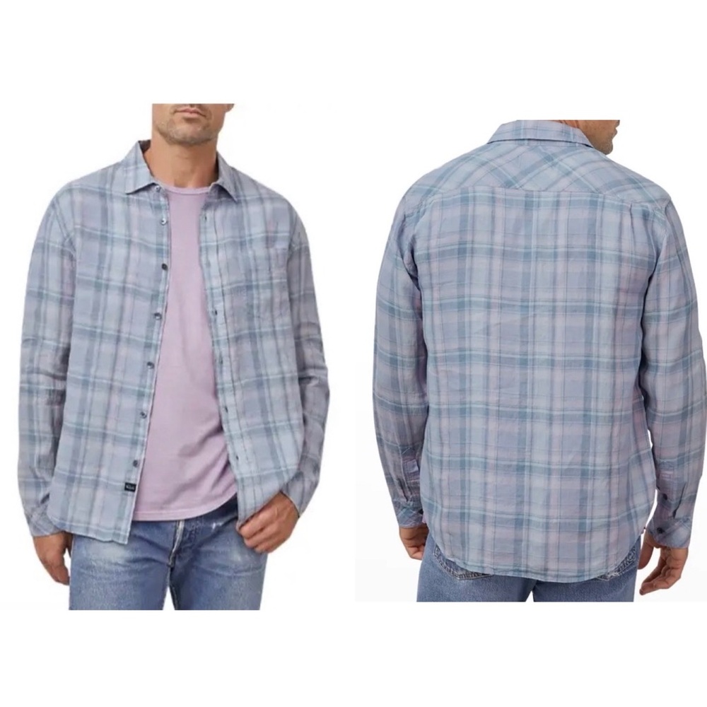 Rails Havana Plaid 100% Linen Shirt Cerulean Jewel Blue Mens Size XXL NEW